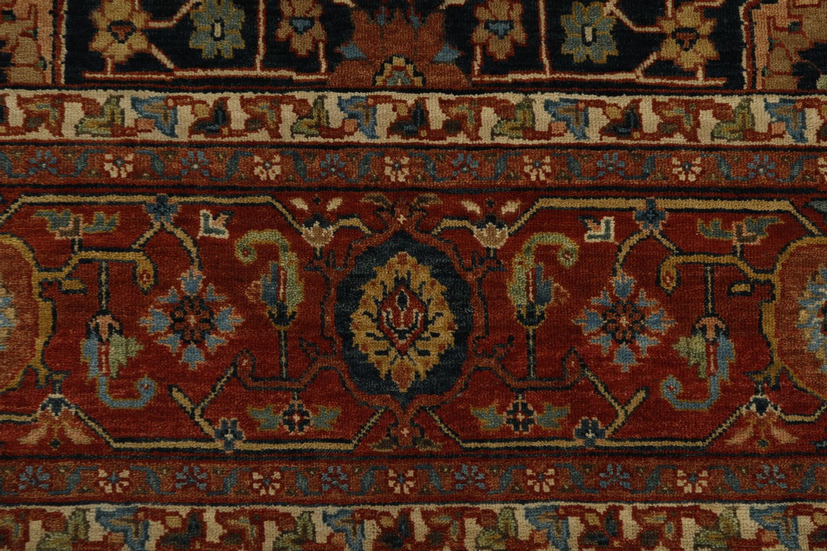 8x10 Navy and Rust Turkish Persian Rug
