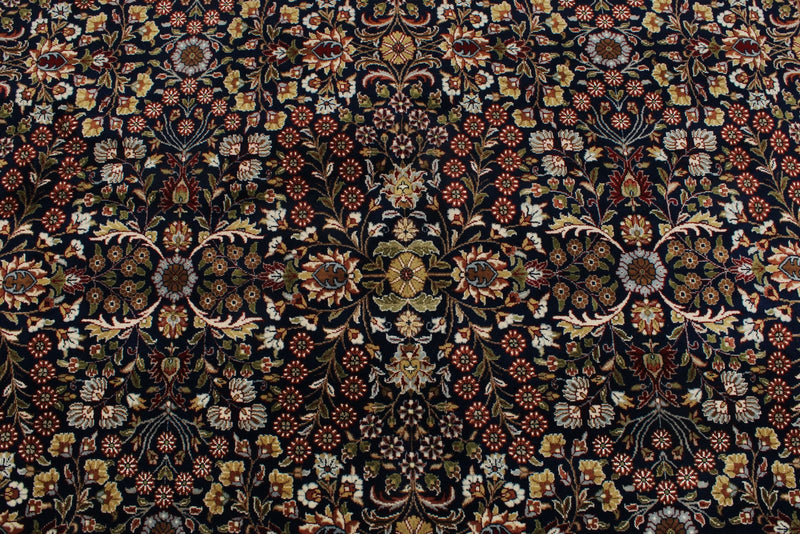 8x11 Navy and Ivory Turkish Silk Rug