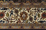 8x11 Navy and Ivory Turkish Silk Rug
