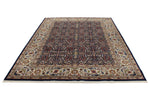 8x11 Navy and Ivory Turkish Silk Rug