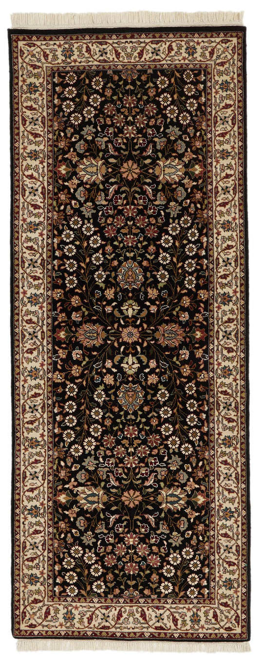 3x7 Black and Ivory Traditional Runner