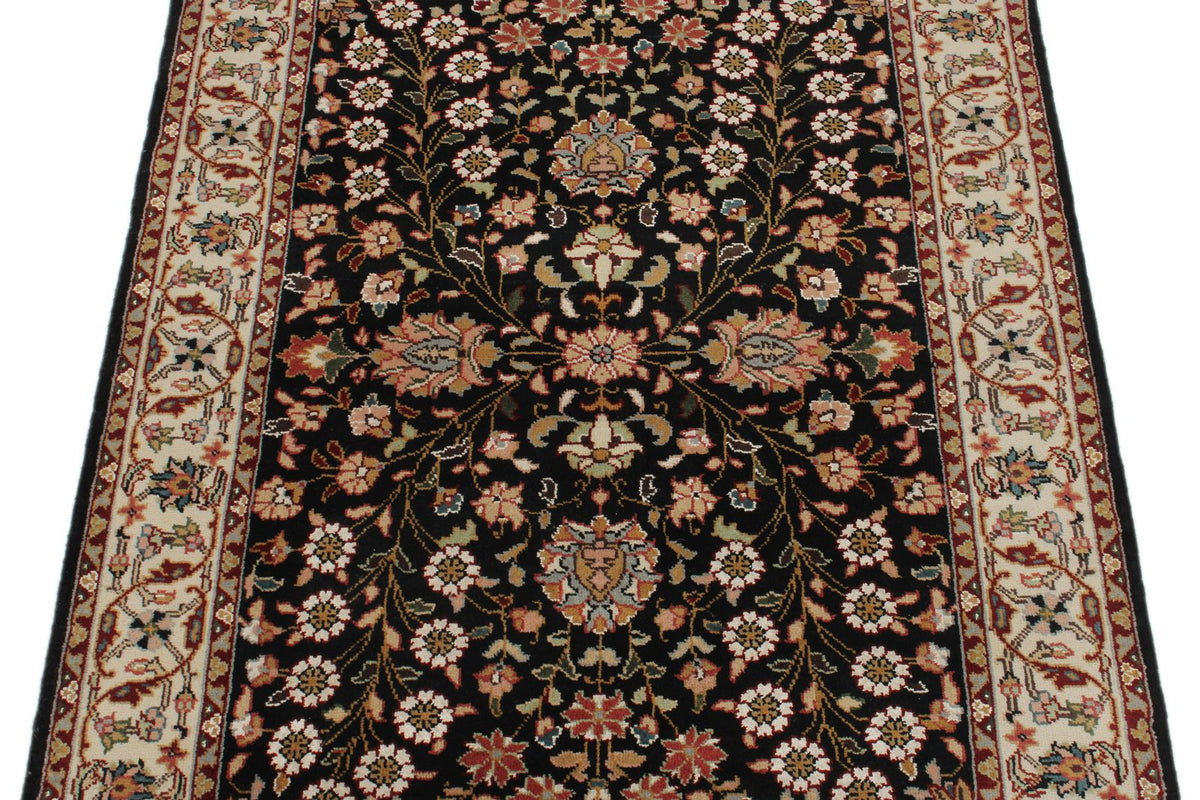 3x7 Black and Ivory Traditional Runner