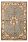 4x6 Gray and Ivory Turkish Tribal Rug