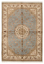 4x6 Gray and Ivory Turkish Tribal Rug