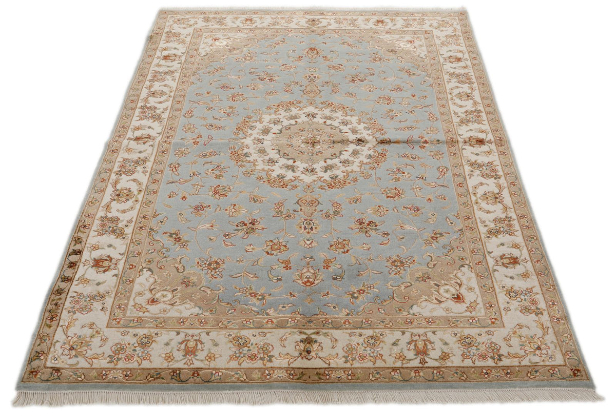 4x6 Gray and Ivory Turkish Tribal Rug