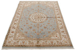 4x6 Gray and Ivory Turkish Tribal Rug