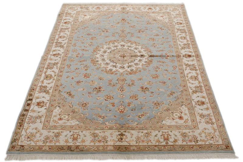 4x6 Gray and Ivory Turkish Tribal Rug