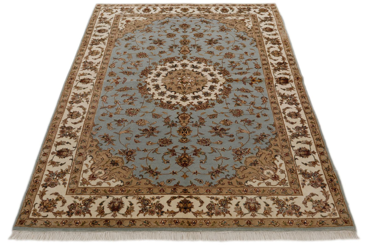 4x6 Gray and Ivory Turkish Tribal Rug