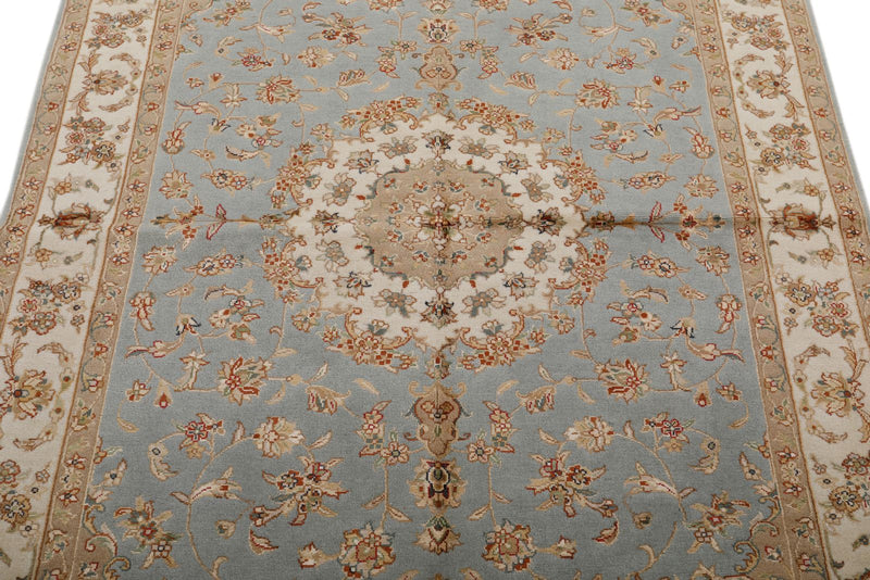 4x6 Gray and Ivory Turkish Tribal Rug
