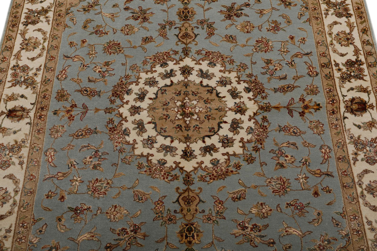 4x6 Gray and Ivory Turkish Tribal Rug