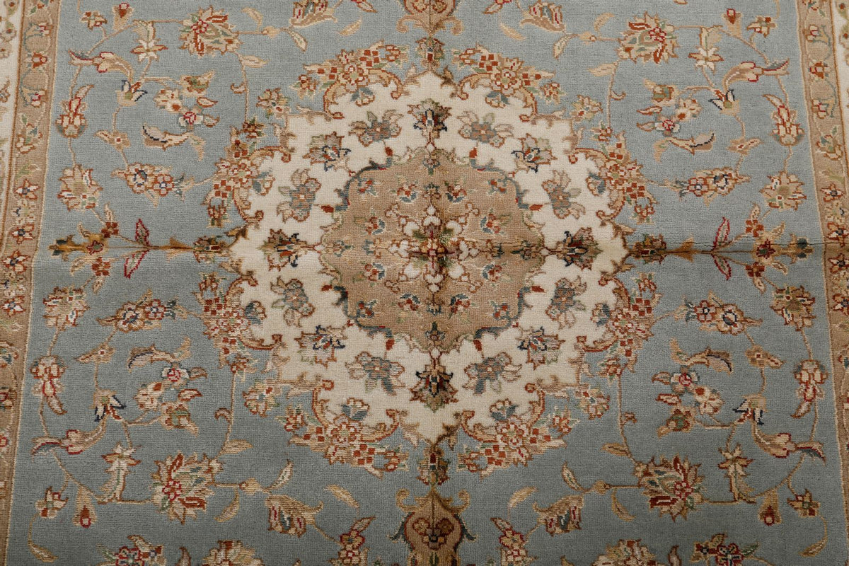 4x6 Gray and Ivory Turkish Tribal Rug