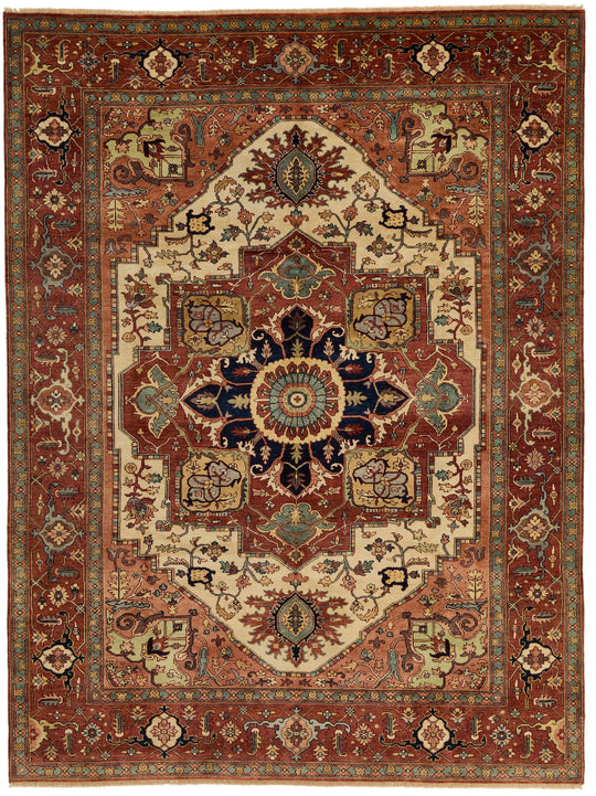 9x12 Ivory and Rust Anatolian Persian Rug