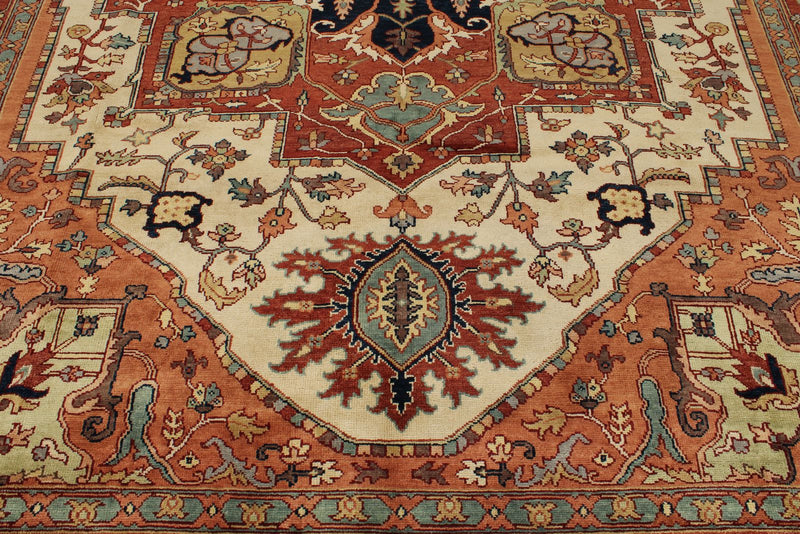 9x12 Ivory and Rust Anatolian Persian Rug