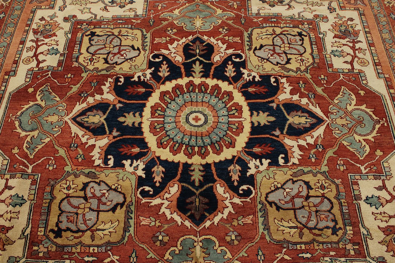 9x12 Ivory and Rust Anatolian Persian Rug