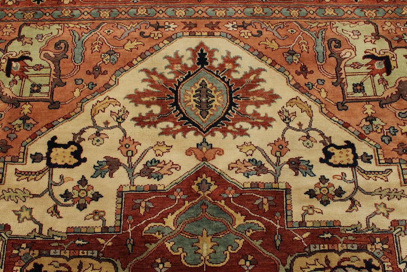 9x12 Ivory and Rust Anatolian Persian Rug