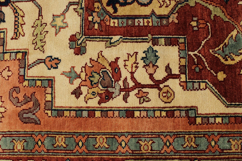 9x12 Ivory and Rust Anatolian Persian Rug