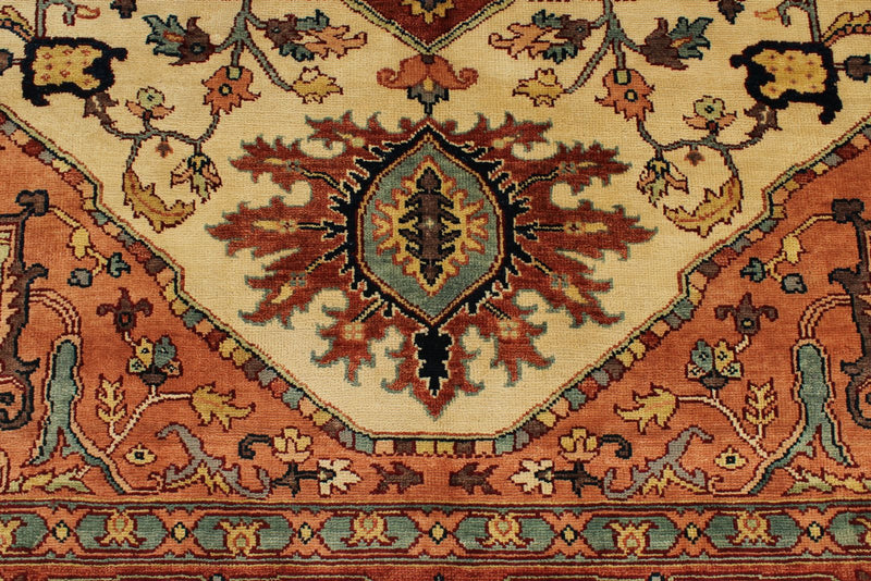 9x12 Ivory and Rust Anatolian Persian Rug