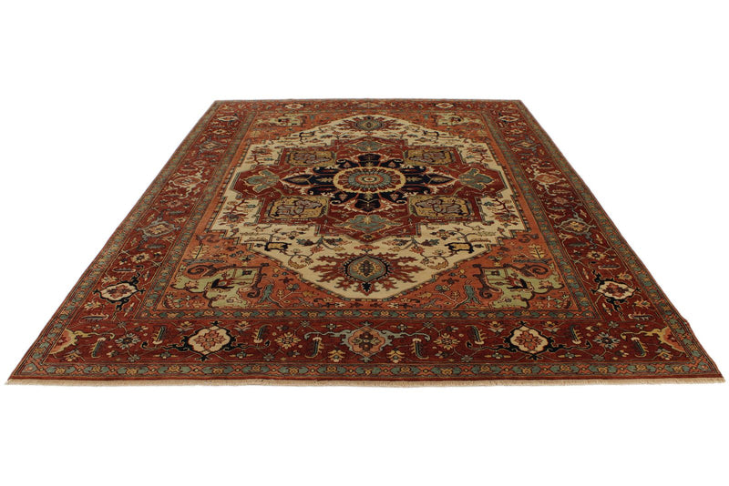 9x12 Ivory and Rust Anatolian Persian Rug