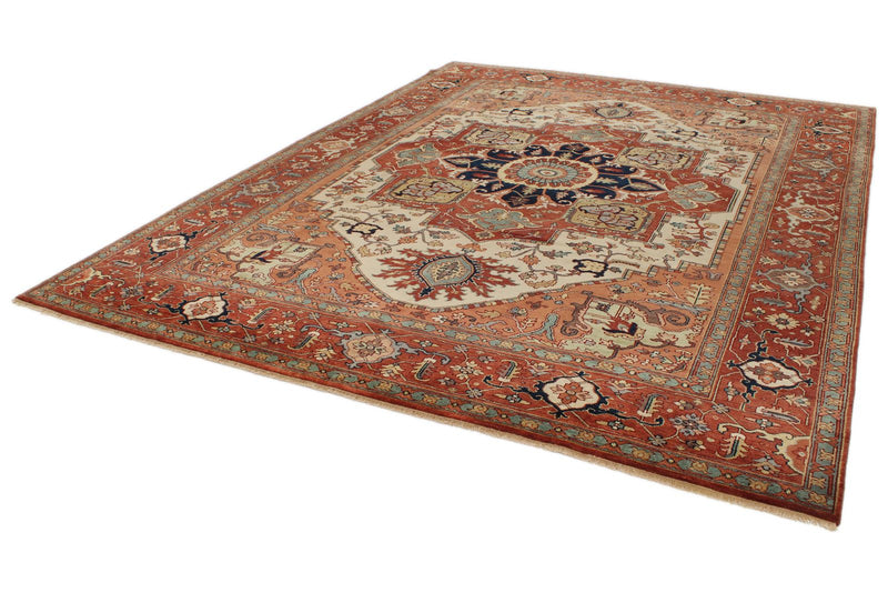 9x12 Ivory and Rust Anatolian Persian Rug