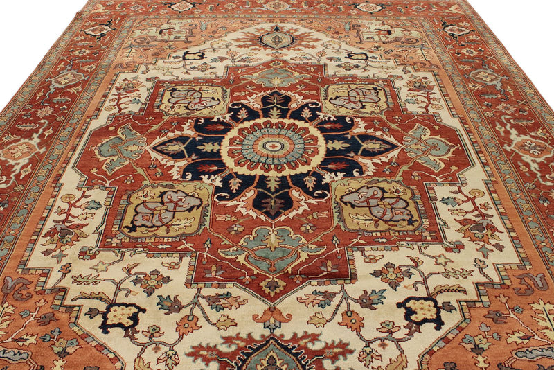 9x12 Ivory and Rust Anatolian Persian Rug