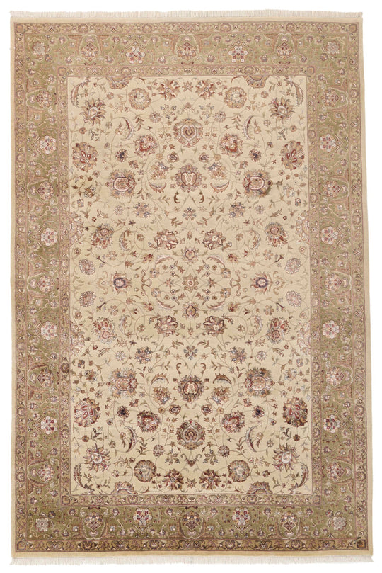 7x10 Ivory and Camel Turkish Tribal Rug