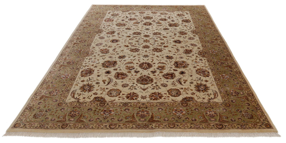 7x10 Ivory and Camel Turkish Tribal Rug