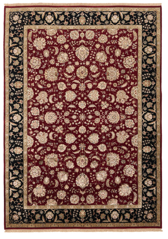 7x10 Burgundy and Black Turkish Tribal Rug