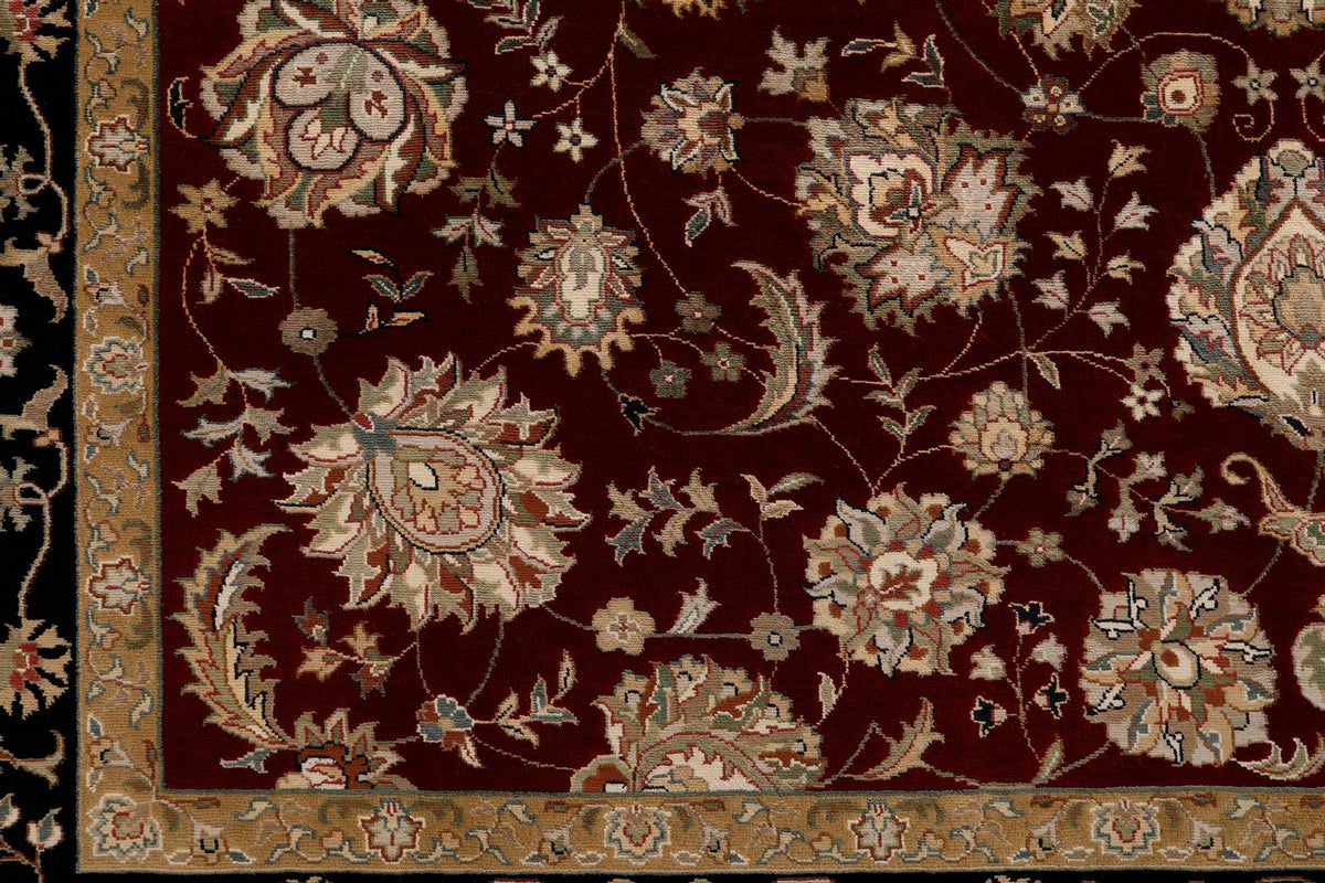 7x10 Burgundy and Black Turkish Tribal Rug