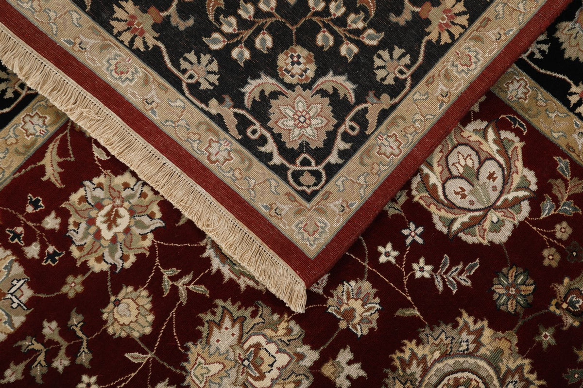 7x10 Burgundy and Black Turkish Tribal Rug