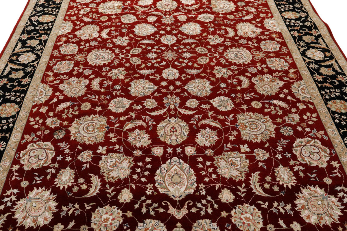 7x10 Burgundy and Black Turkish Tribal Rug