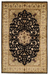 6x9 Black and Beige Turkish Tribal Rug