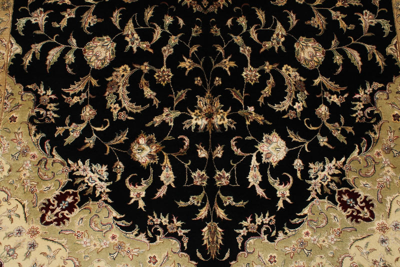6x9 Black and Beige Turkish Tribal Rug