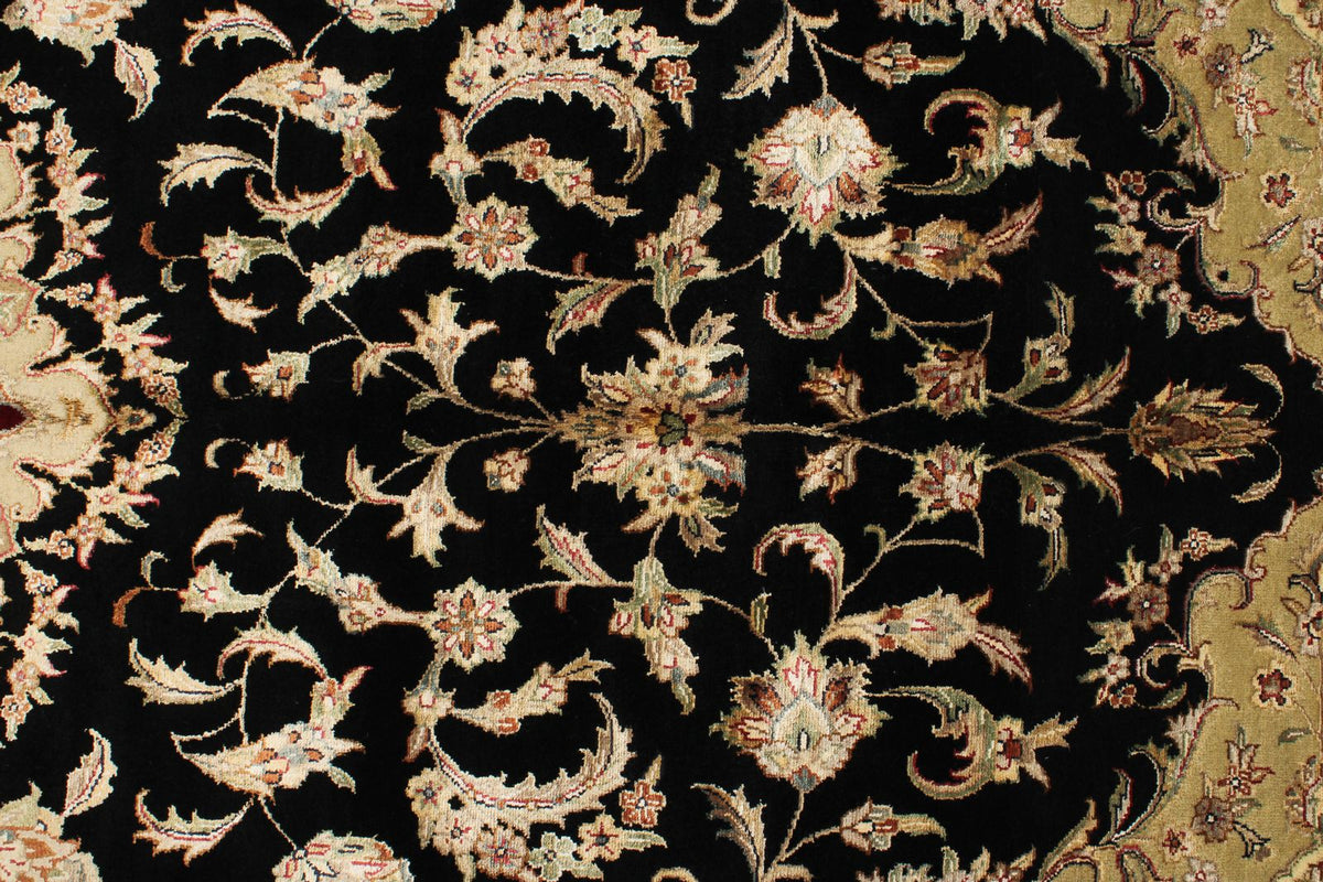 6x9 Black and Beige Turkish Tribal Rug