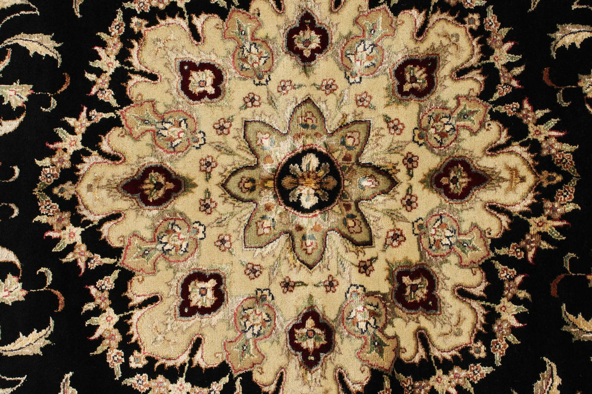 6x9 Black and Beige Turkish Tribal Rug
