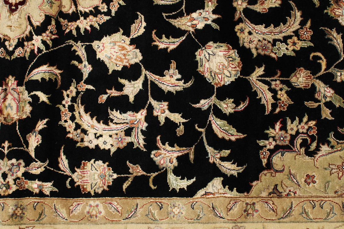 6x9 Black and Beige Turkish Tribal Rug