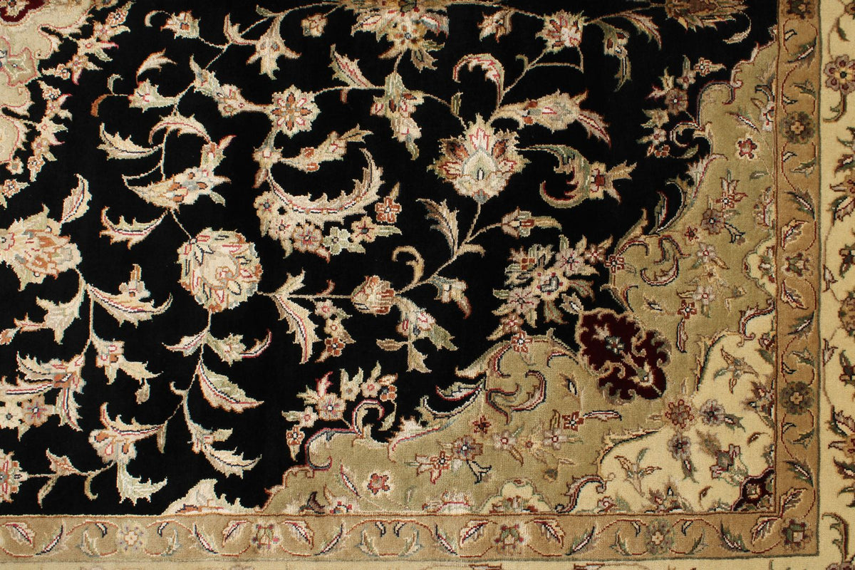 6x9 Black and Beige Turkish Tribal Rug
