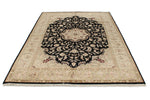 6x9 Black and Beige Turkish Tribal Rug