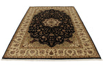 6x9 Black and Beige Turkish Tribal Rug