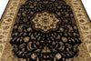 6x9 Black and Beige Turkish Tribal Rug
