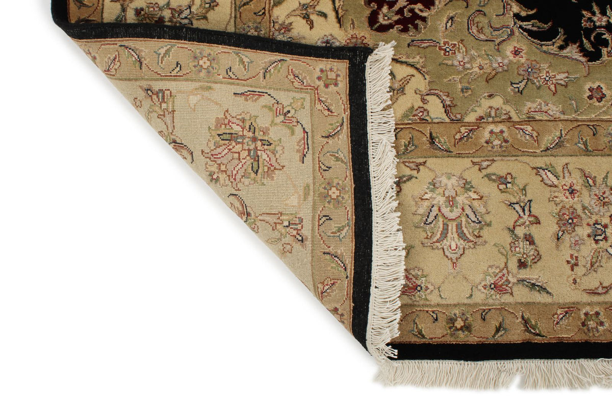 6x9 Black and Beige Turkish Tribal Rug