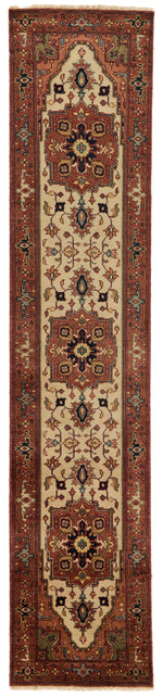 3x12 Ivory and Rust Anatolian Persian Rug