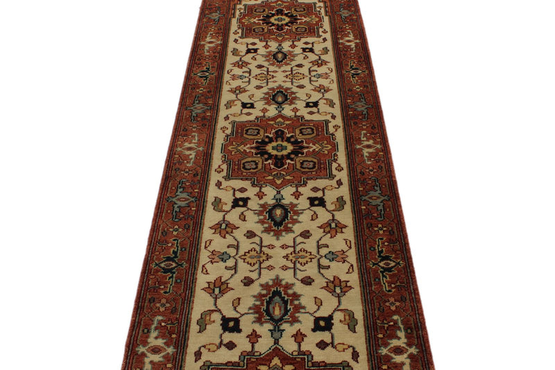 3x12 Ivory and Rust Anatolian Persian Rug
