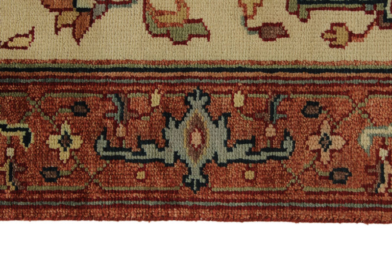 3x12 Ivory and Rust Anatolian Persian Rug