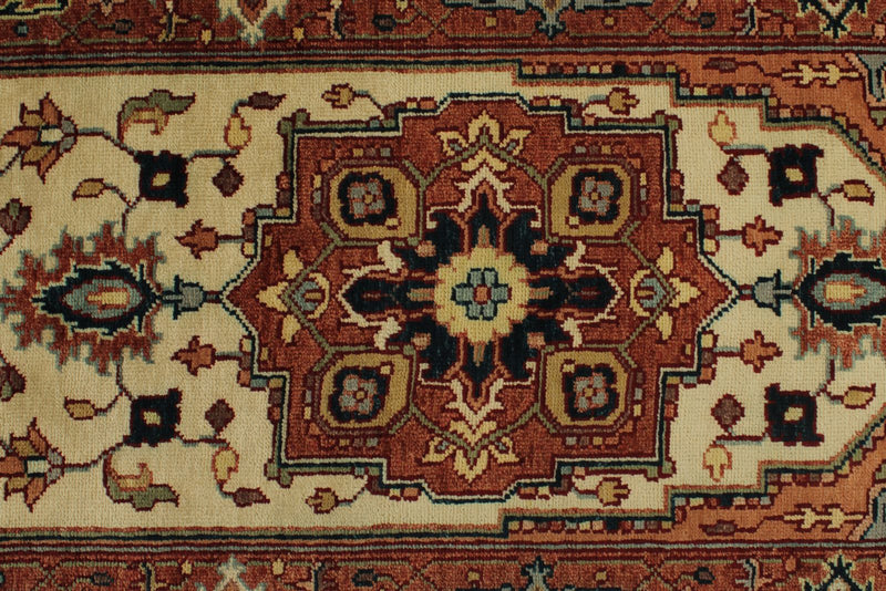 3x12 Ivory and Rust Anatolian Persian Rug