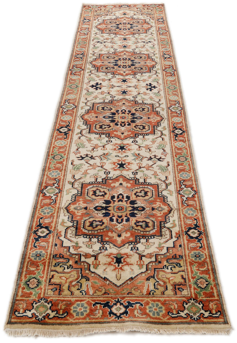 3x12 Ivory and Brown Turkish Persian Runner