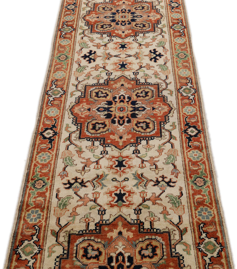 3x12 Ivory and Brown Turkish Persian Runner