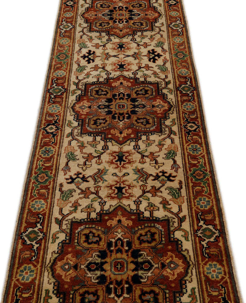 3x12 Ivory and Brown Turkish Persian Runner