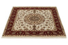 4x4 Ivory and Red Turkish Tribal Rug