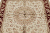 4x4 Ivory and Red Turkish Tribal Rug