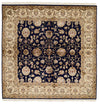 4x4 Black and Ivory Turkish Tribal Rug